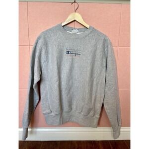 Reverse Weave Sweatshirt Champion Mens Small Heather Gray Crew neck Embroidered
